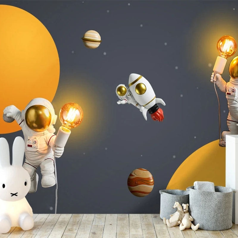 Space themed wallpaper transforming teenage study room into cosmic inspiration zone