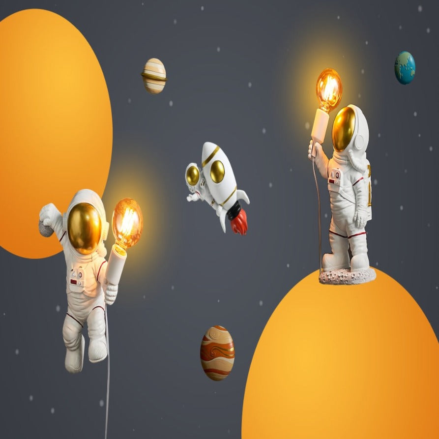 Design file showing detailed astronaut and glowing planets pattern on charcoal background
