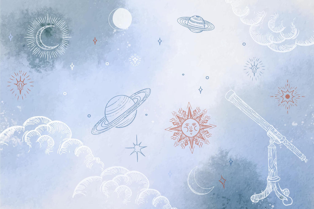 Space wallpaper design file showing detailed planets and stars pattern on serene background