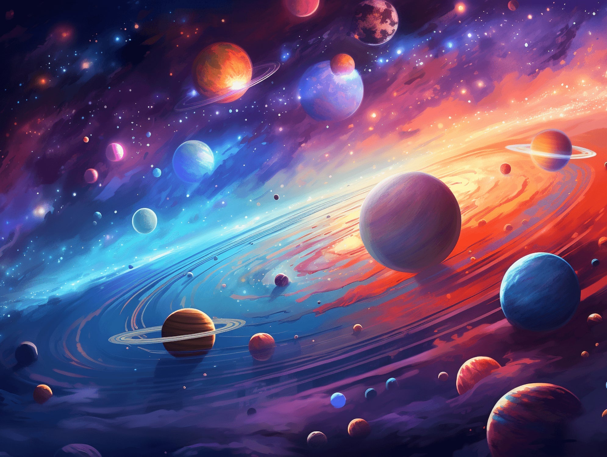 Space wallpaper design file showing detailed galaxy pattern with vibrant planets and stars