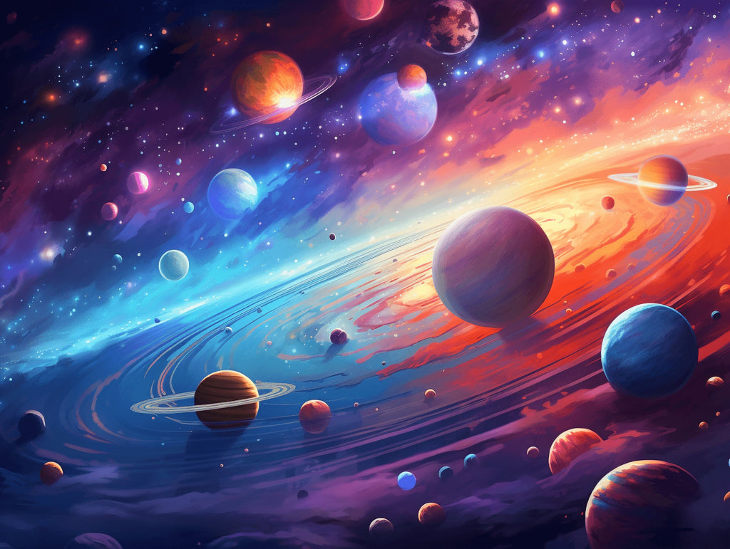 Space galaxy wallpaper design file showing detailed planets and cosmic elements pattern