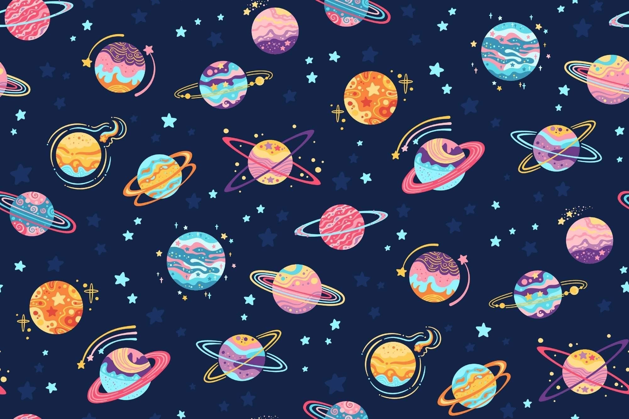 Space wallpaper design file showing detailed planet patterns and star arrangement