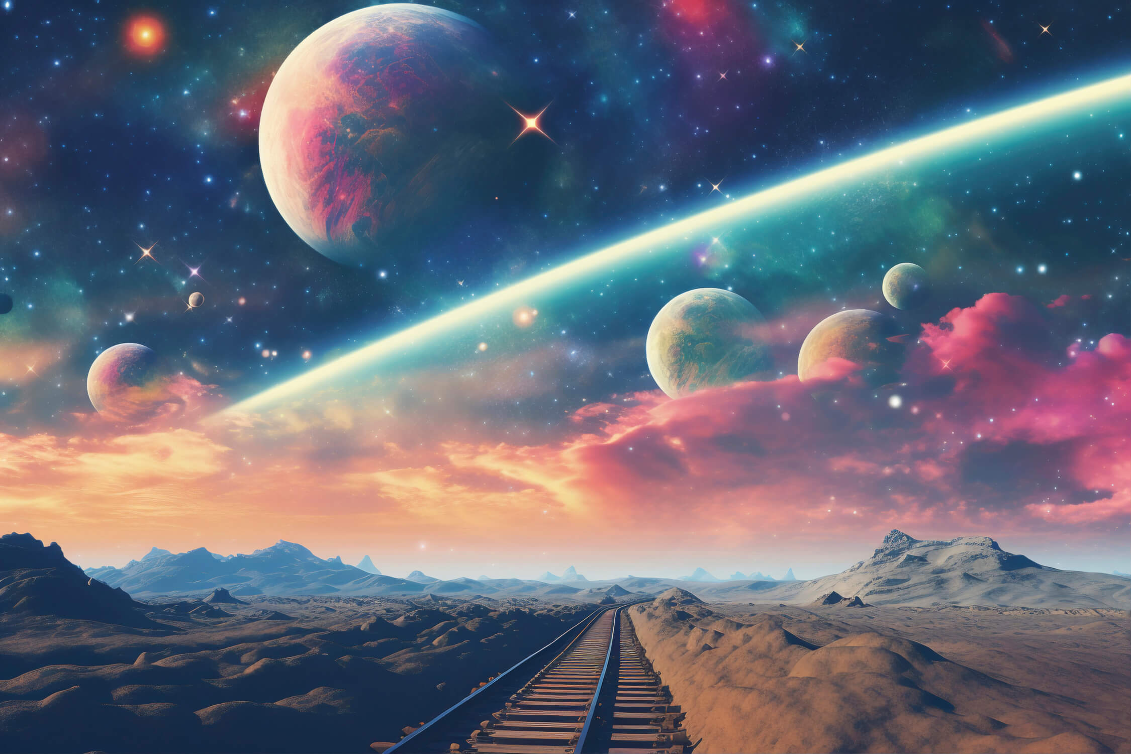Space galaxy wallpaper design file showing detailed cosmic nebula and planet pattern