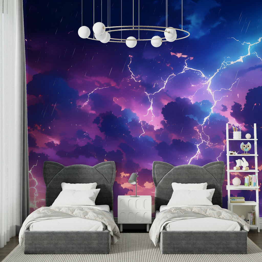 Space themed mural displayed in teen study room with floating astronaut