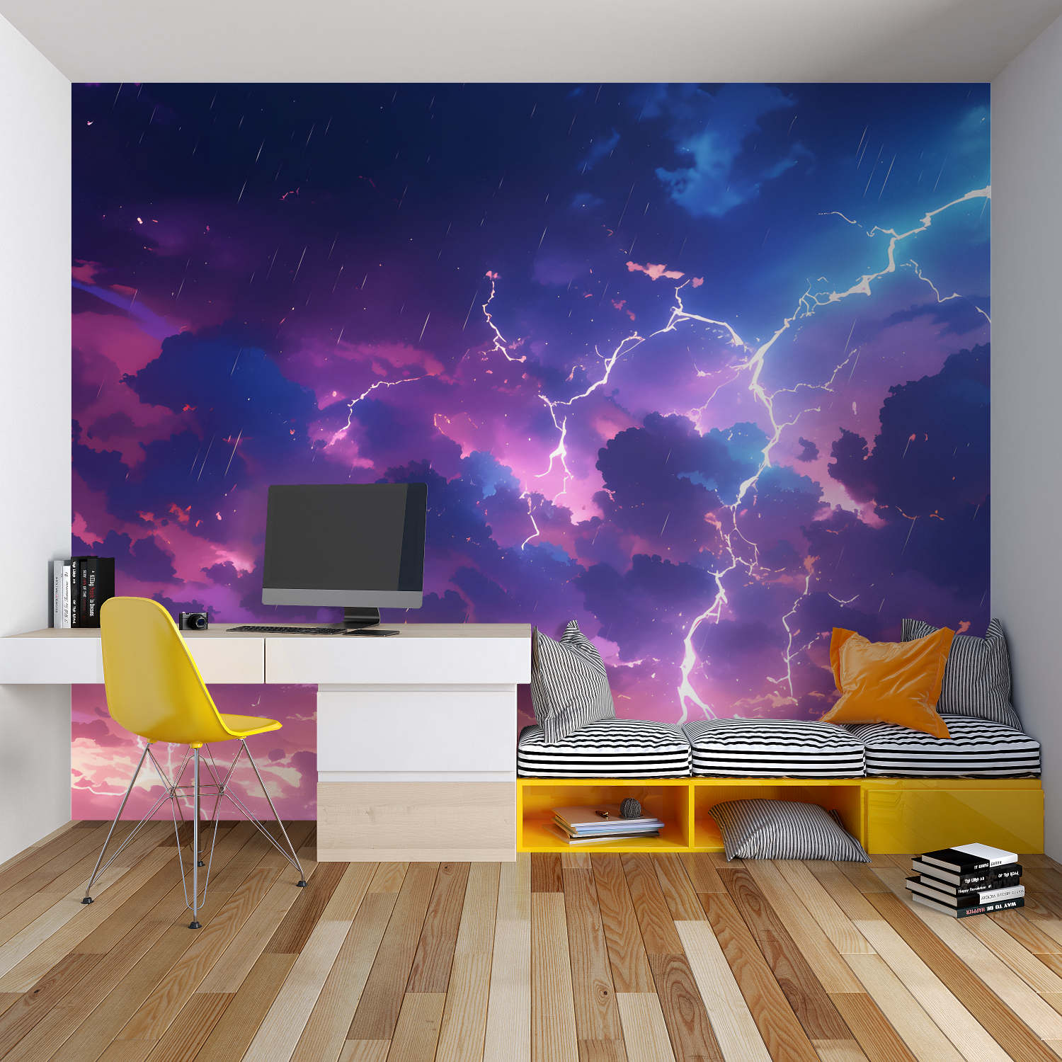 Astronaut wall mural bringing adventure to gaming room setup