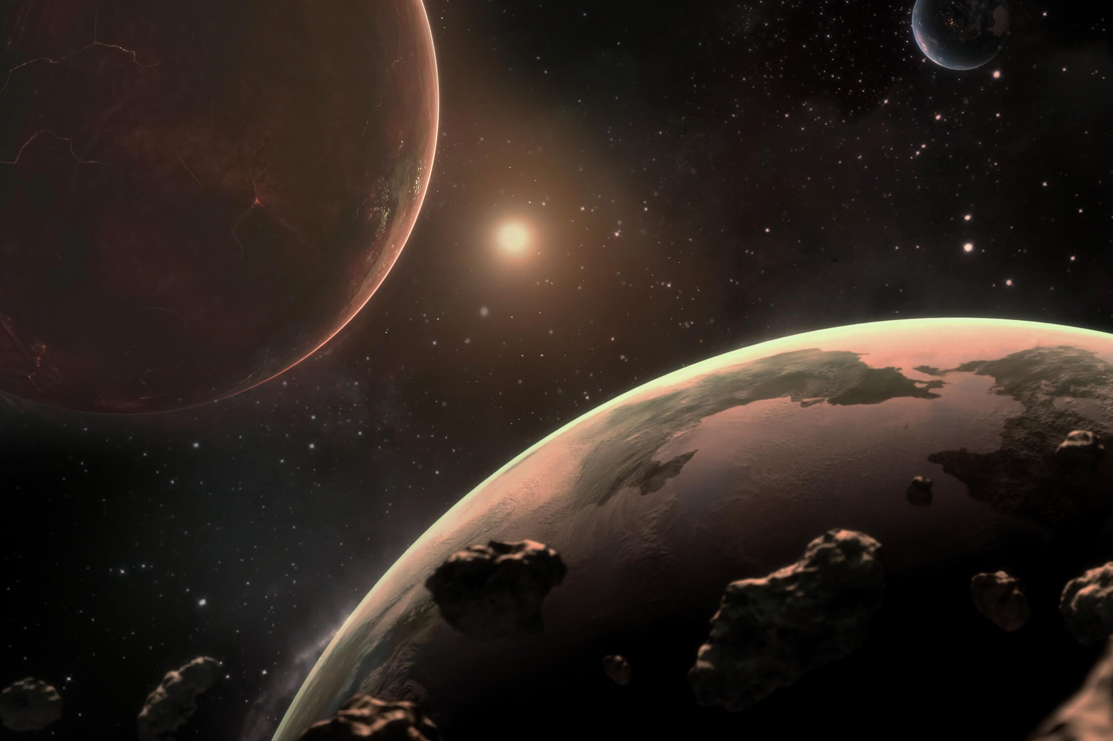 Space wallpaper design file showing detailed planets and stars pattern