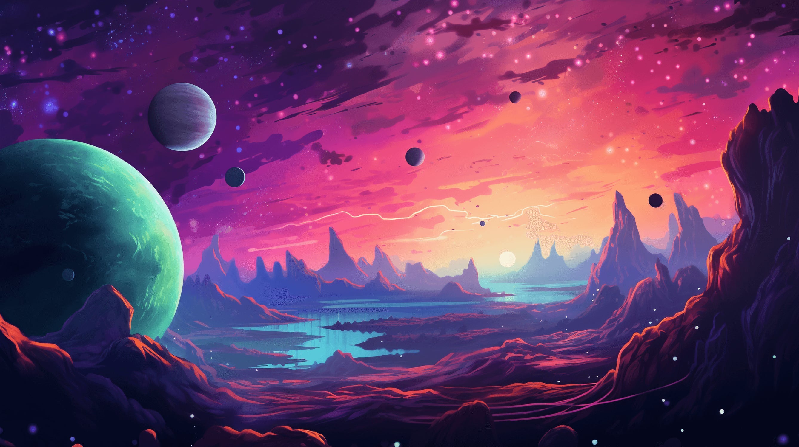 Space galaxy wallpaper design file showing detailed purple cosmic pattern with planets