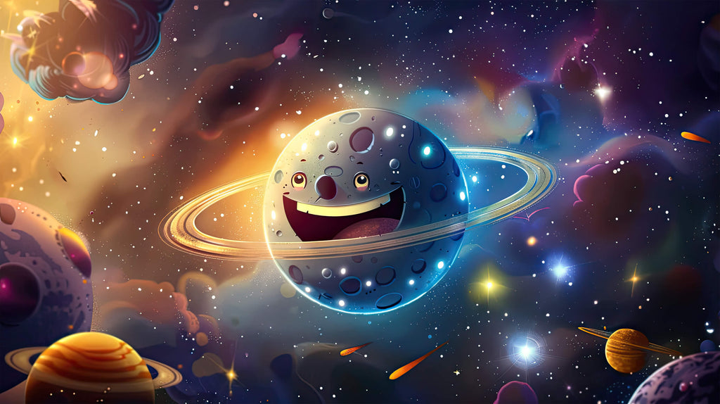 Design file of happy planet galaxy wallpaper pattern showing detailed cosmic elements and colors