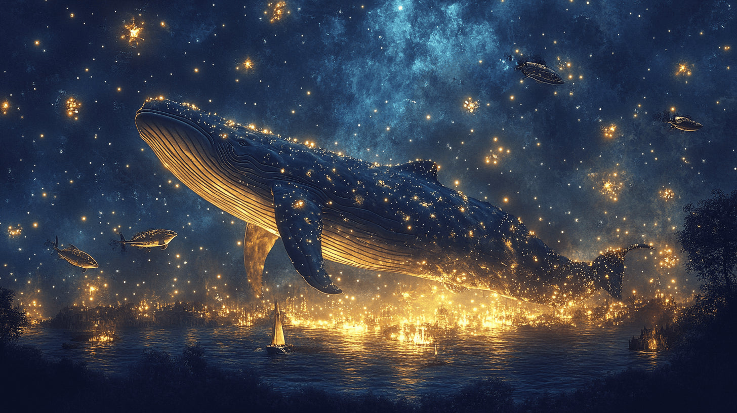 Design file of magical whale swimming through starlit sky pattern