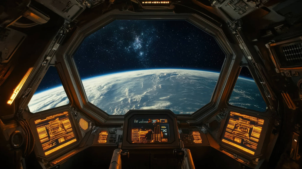 Space station window Earth view wallpaper design file showing detailed pattern and colors