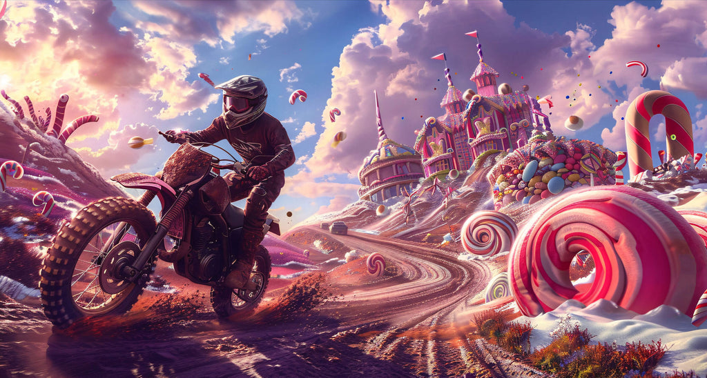 Fantasy motocross wallpaper design file showing detailed castle and sports elements pattern