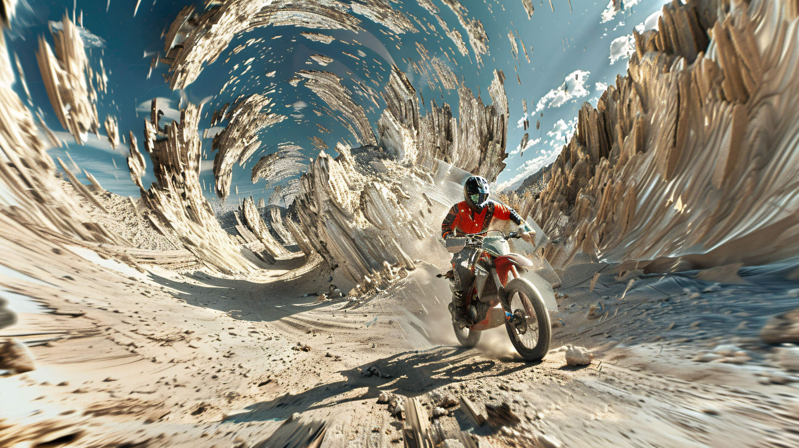 Motocross mountain adventure design file showing detailed pattern and vivid colors