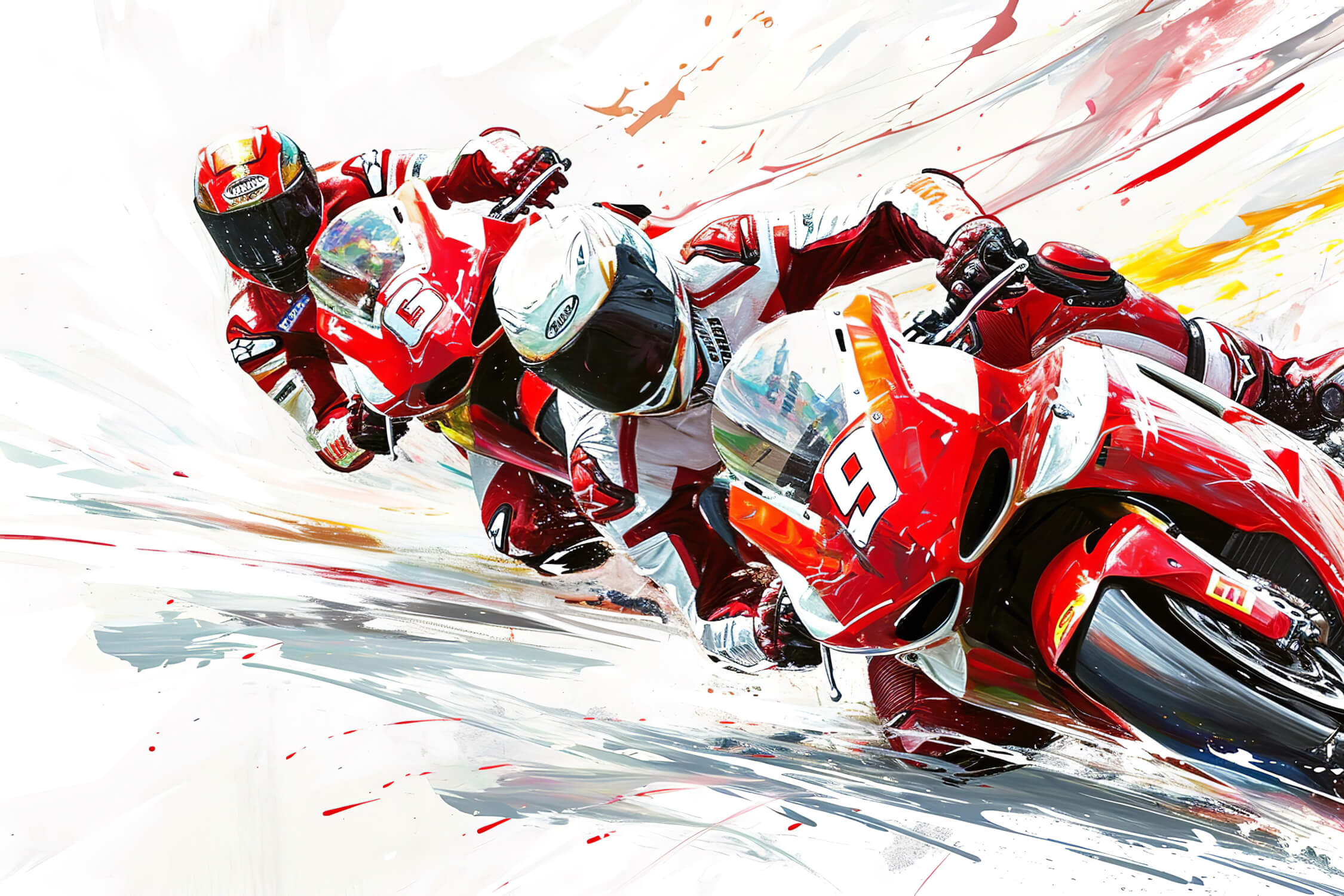 Racing Motorcycle design file with red bikes on white background, showing detailed pattern