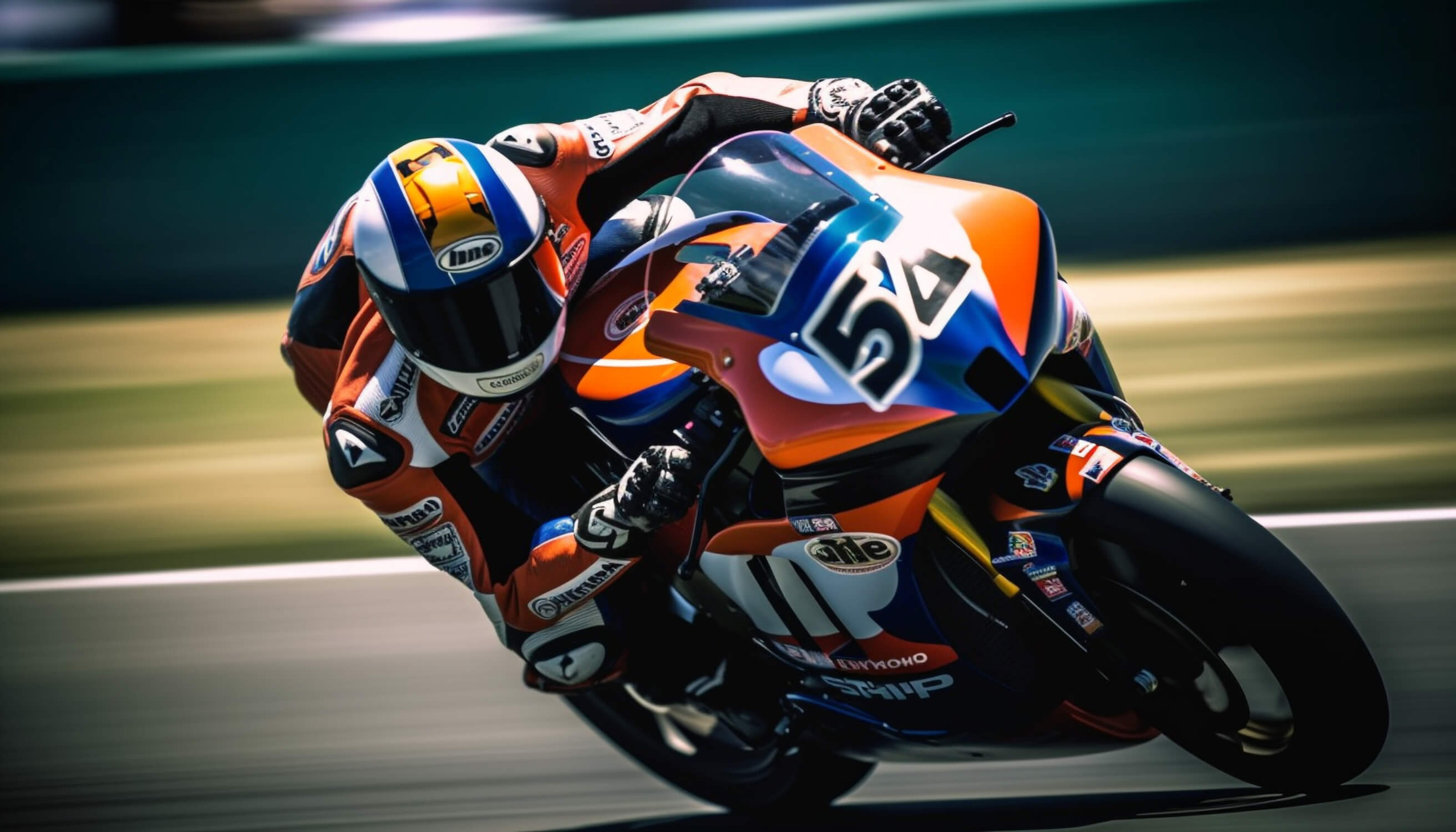 Racing motorcycle wallpaper design file showing high-detail pattern and rich color palette