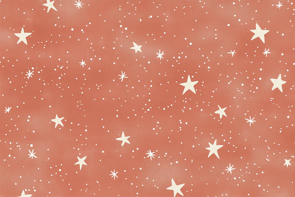 Design file showing terracotta star pattern with delicate golden constellation details