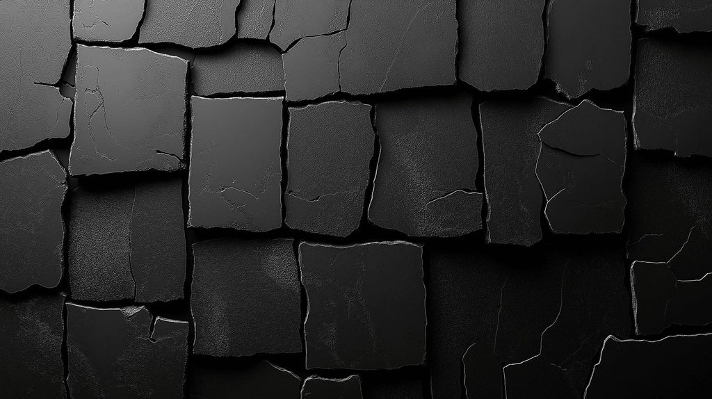 Black 3D stone wall pattern design file showing detailed texture and shadows