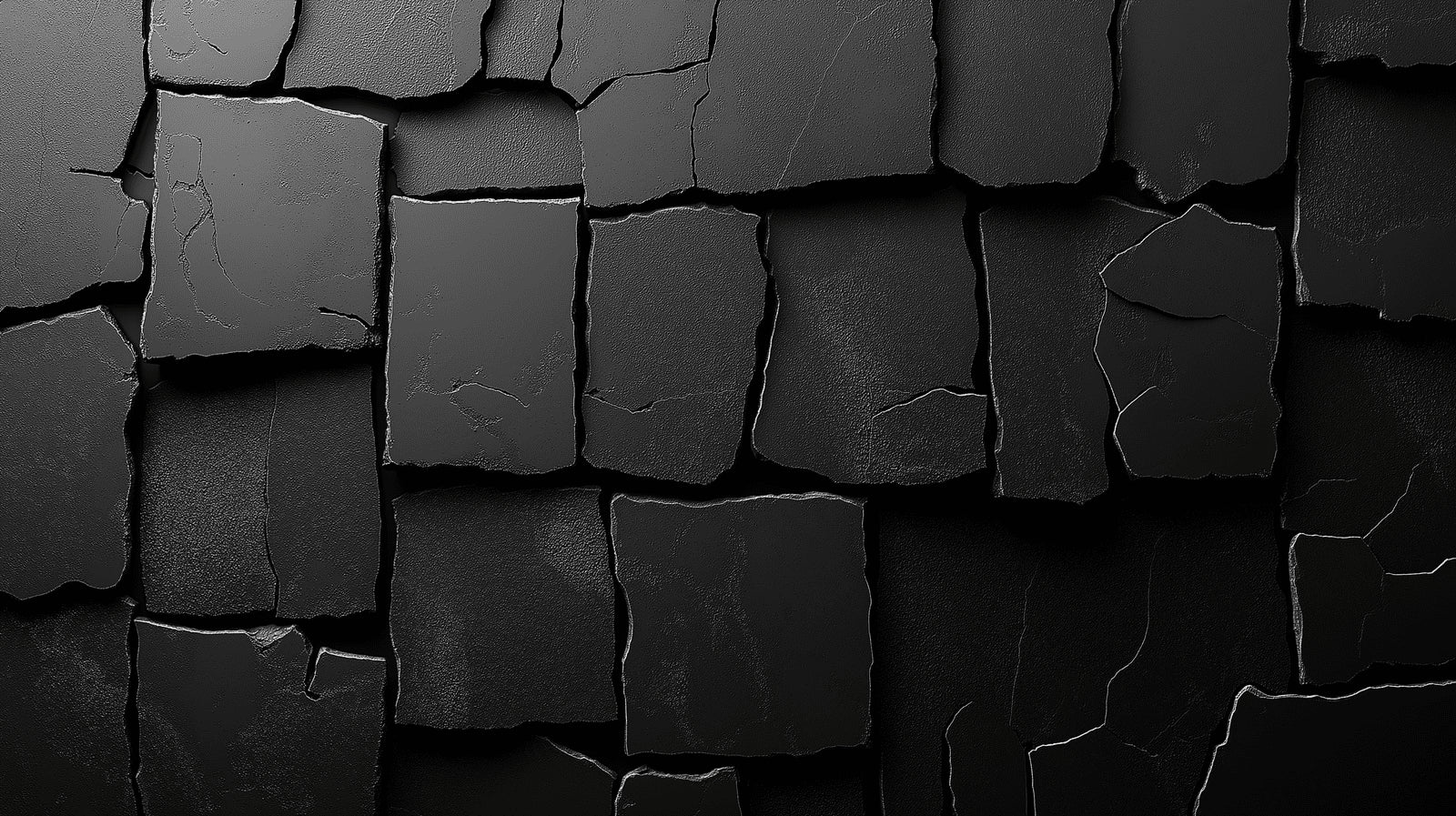 Black 3D stone wall pattern design file showing detailed texture and shadows