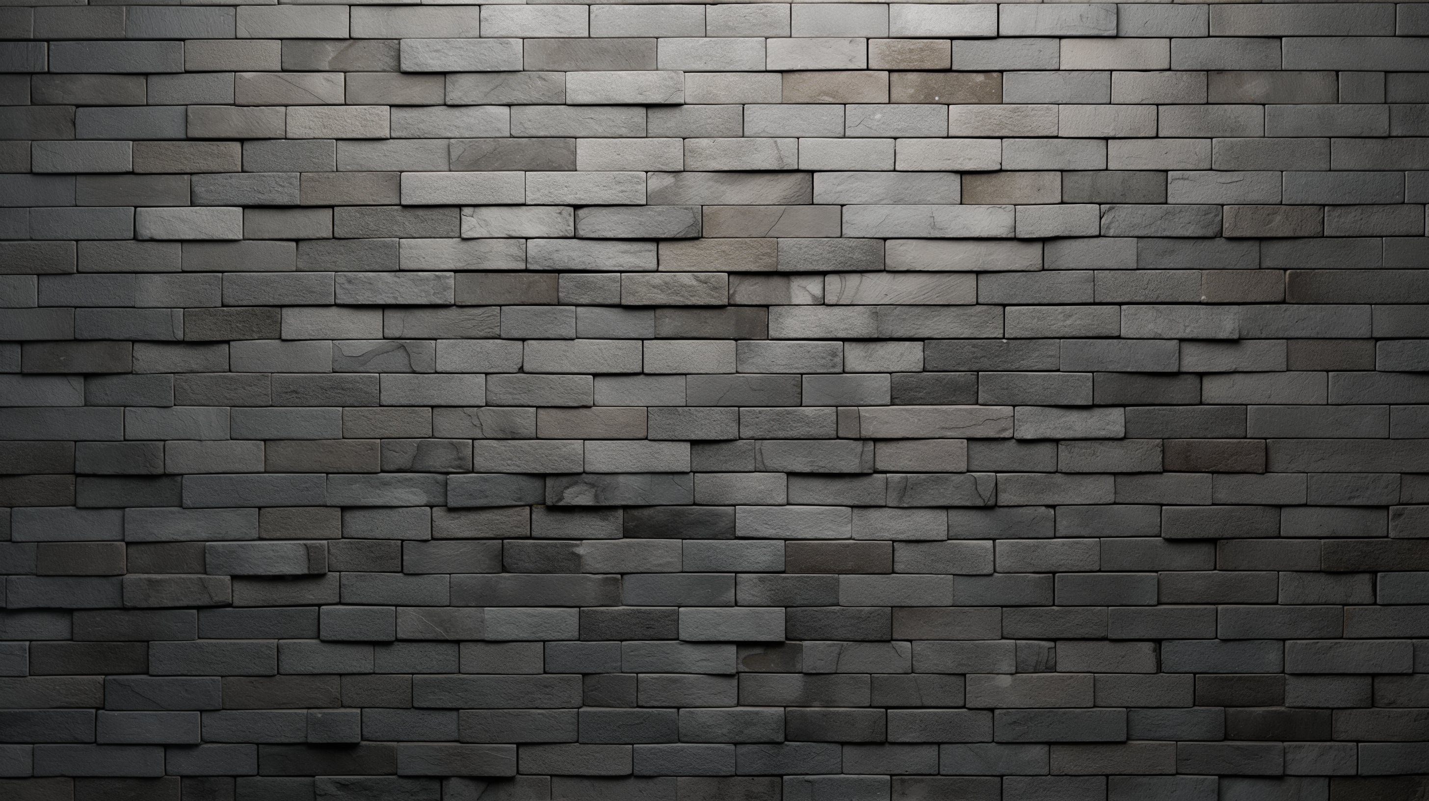 Grey brick effect wallpaper creating depth in modern office space