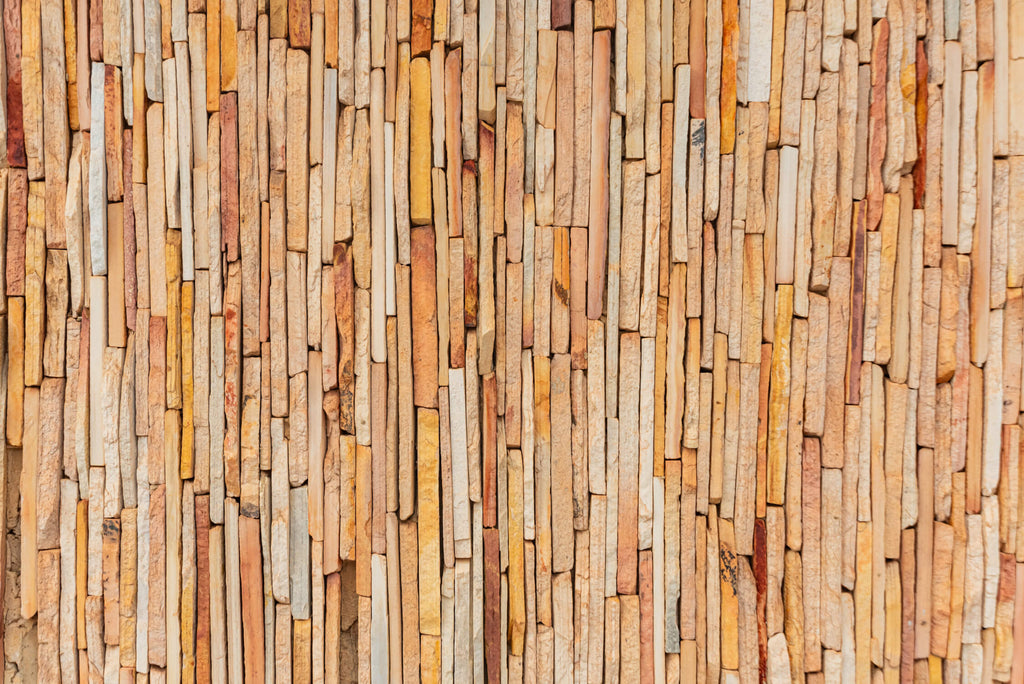 Stone effect wallpaper design file showing full vertical pattern in natural beige tones