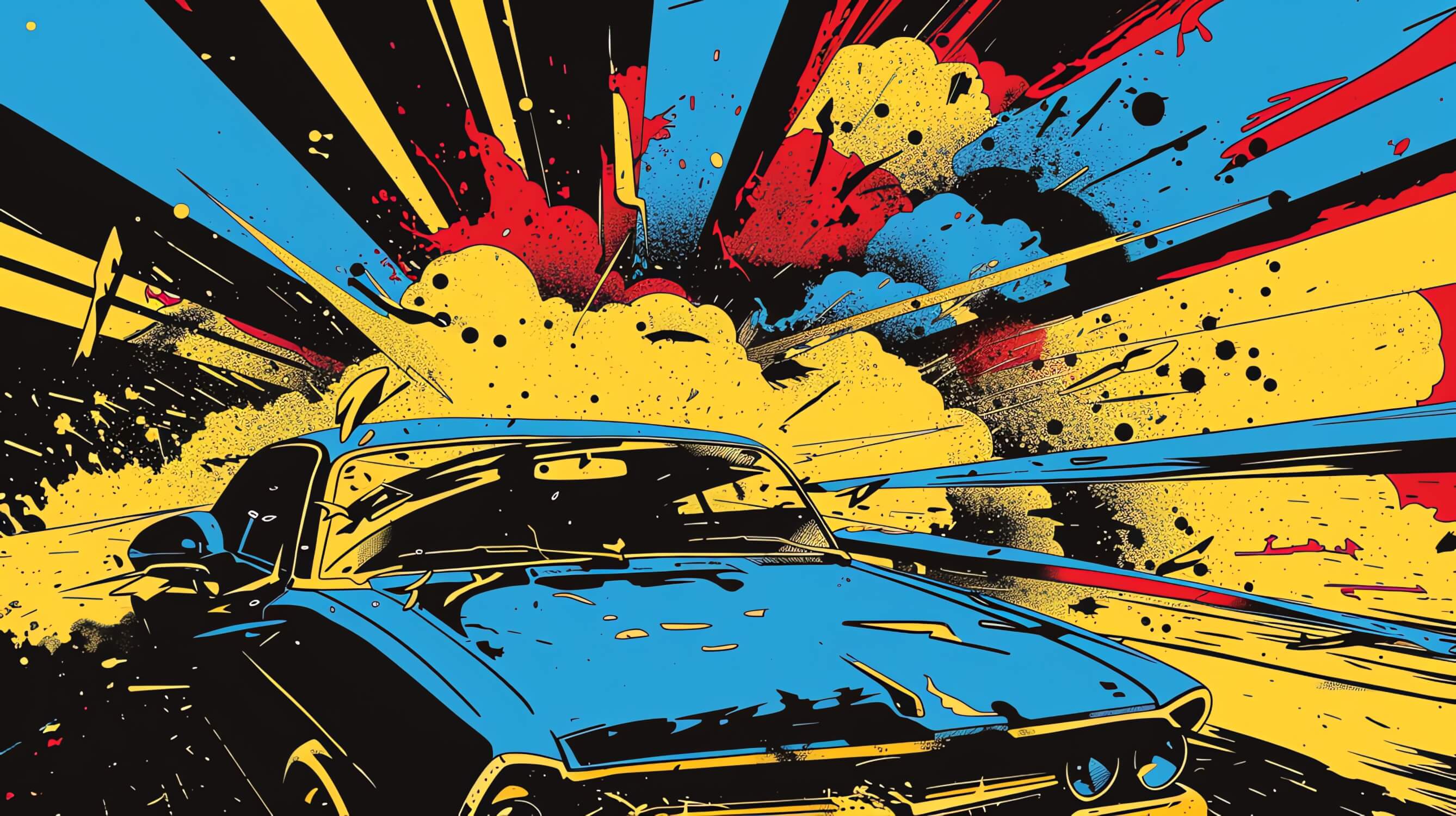 Dynamic car graffiti explosion design file showing vibrant colors and artistic details