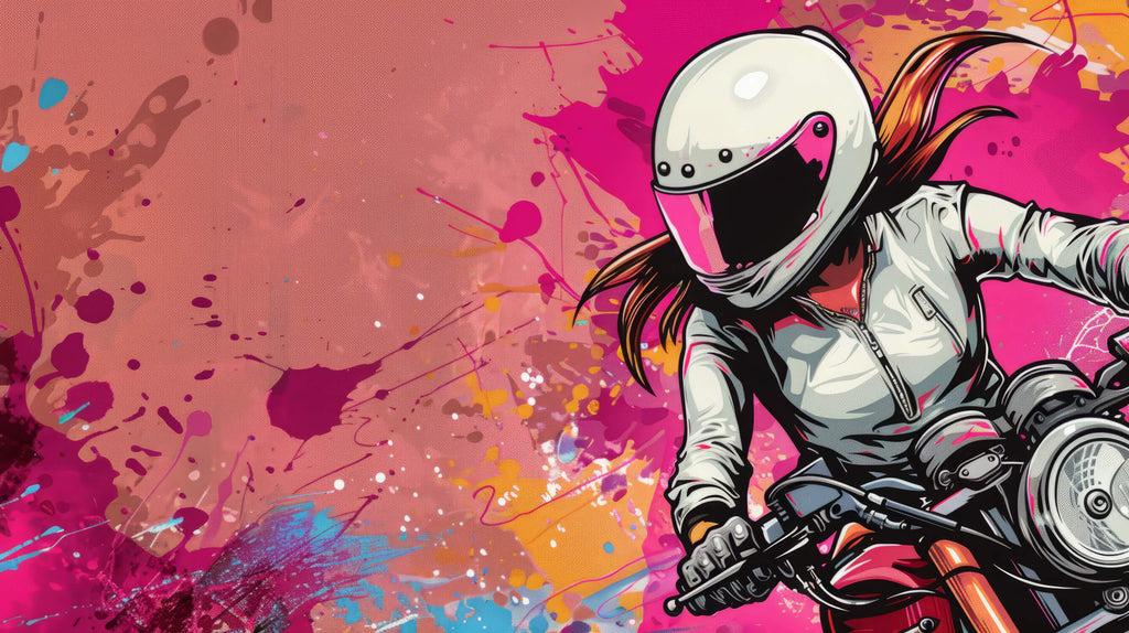 Street art motorcycle design file showing detailed pink splash pattern and urban elements