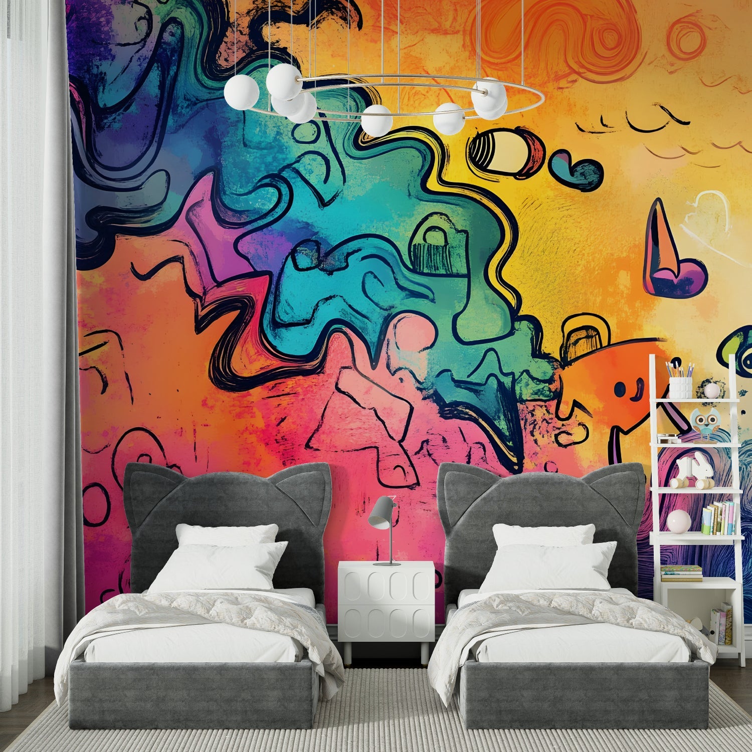 Urban art wall design showcased in creative studio space