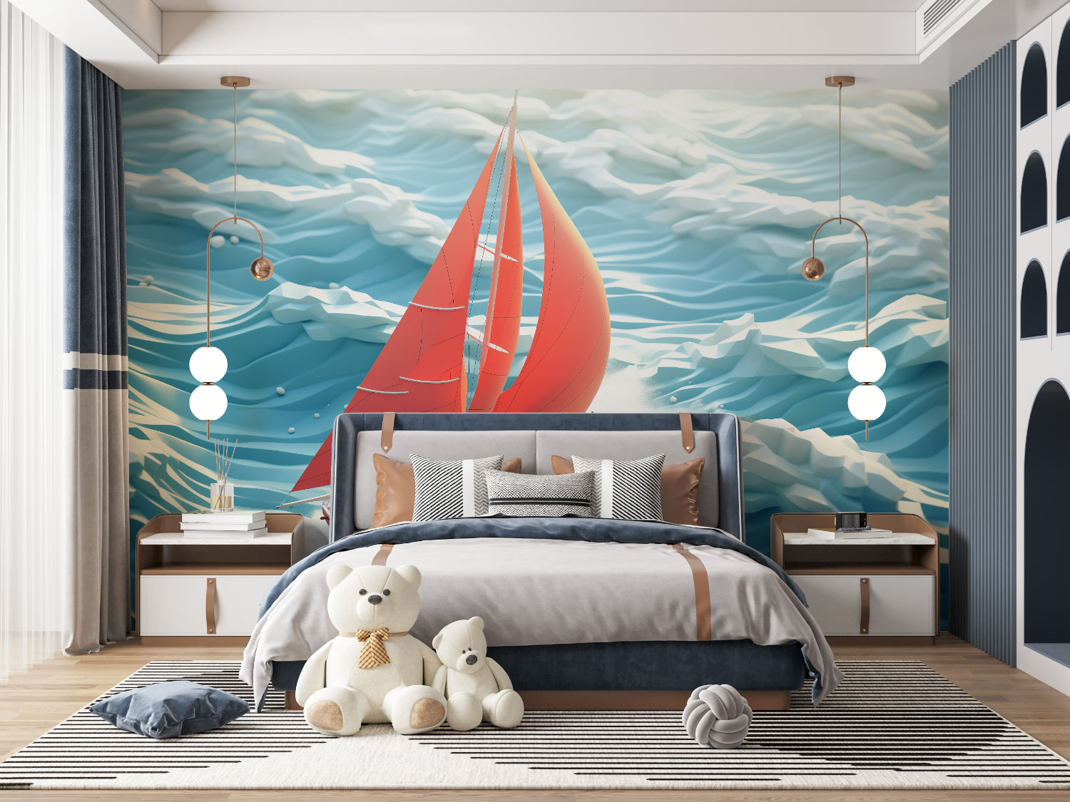 Street art mural adding cool vibes to a modern cafe interior