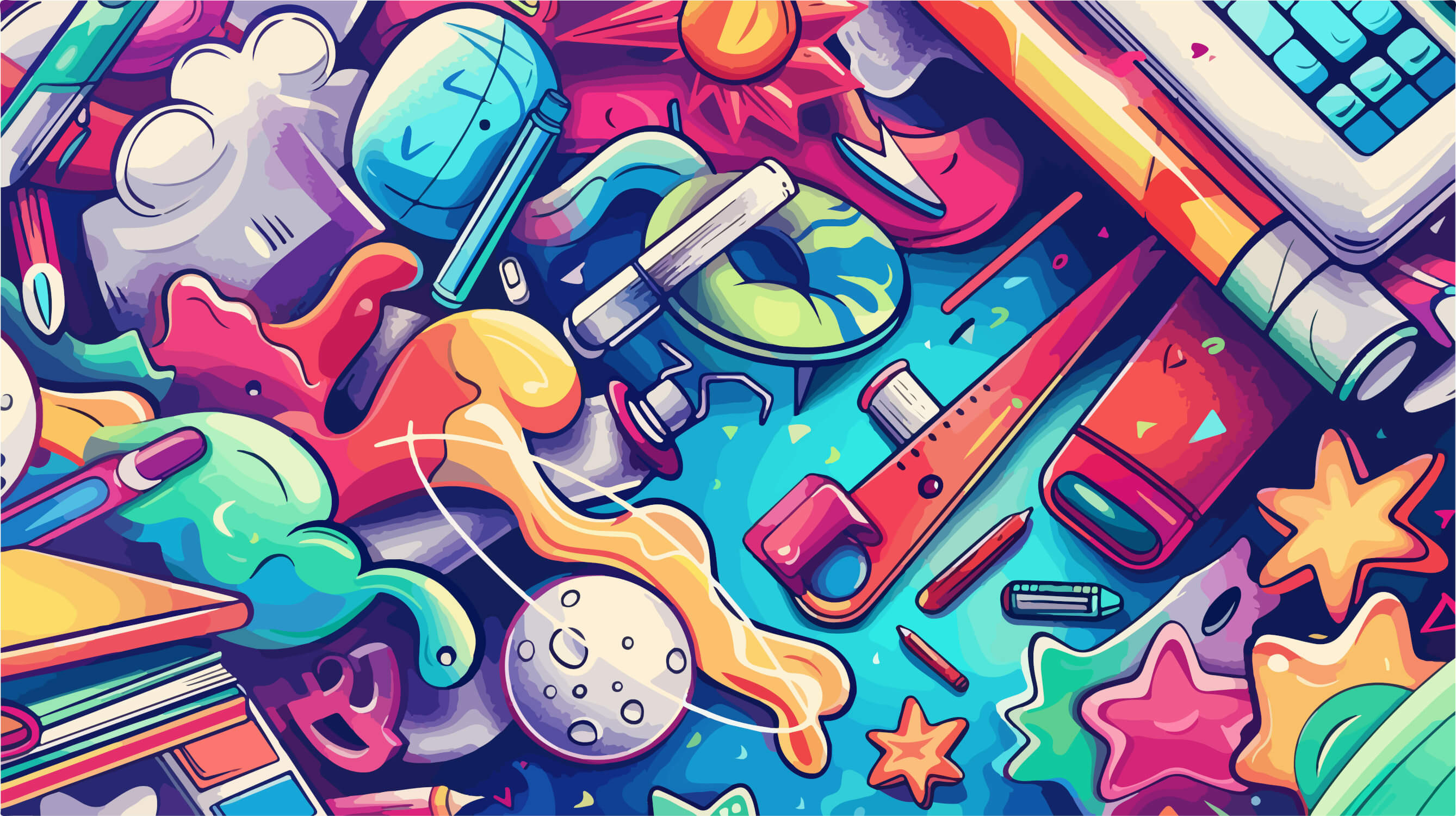Vibrant abstract graffiti design file showing full pattern with dynamic color splashes