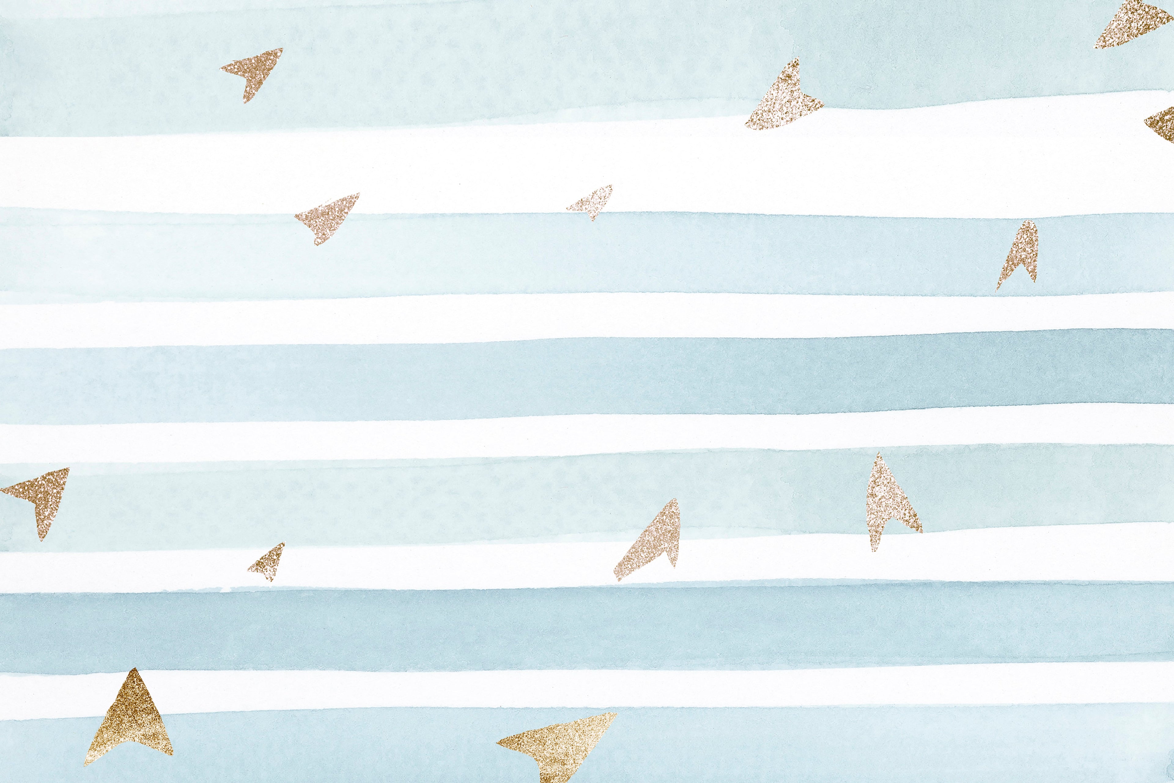 Design file of blue and white striped pattern with delicate gold paper planes