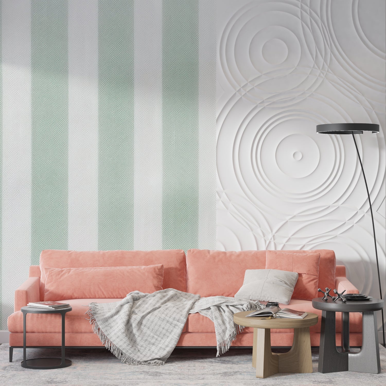 Mint stripe pattern in nursery demonstrating soft, calming effect