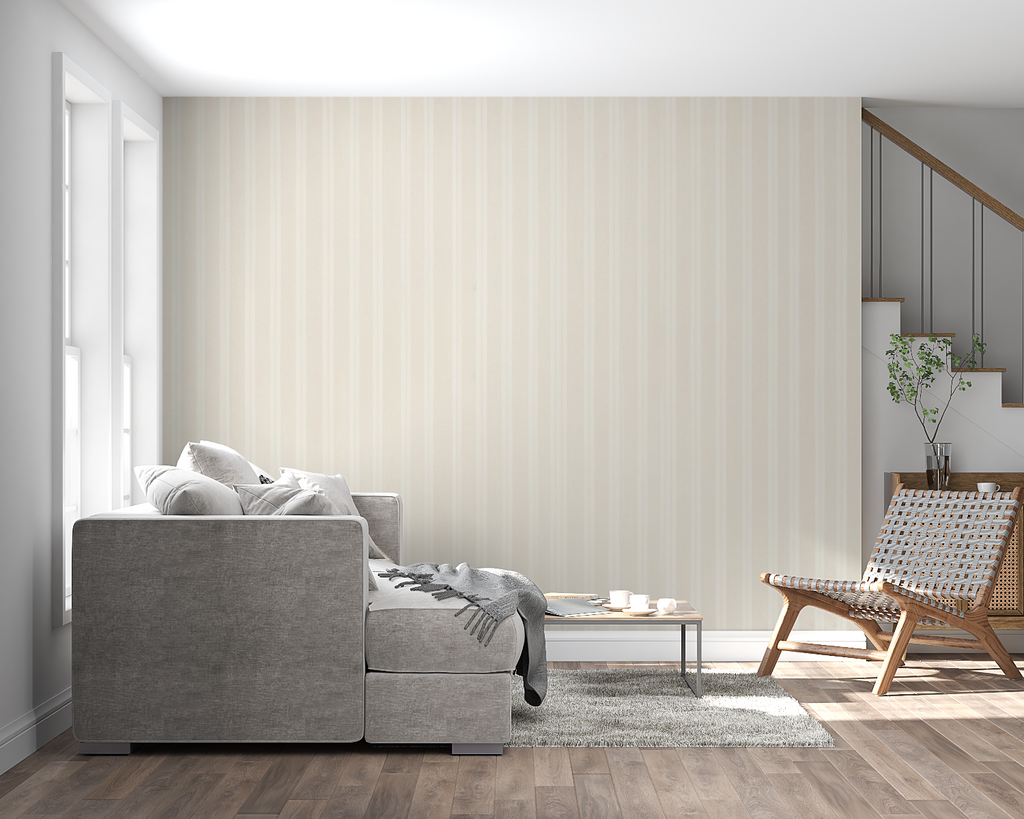 Striped wallpaper bringing modern style to a home office space