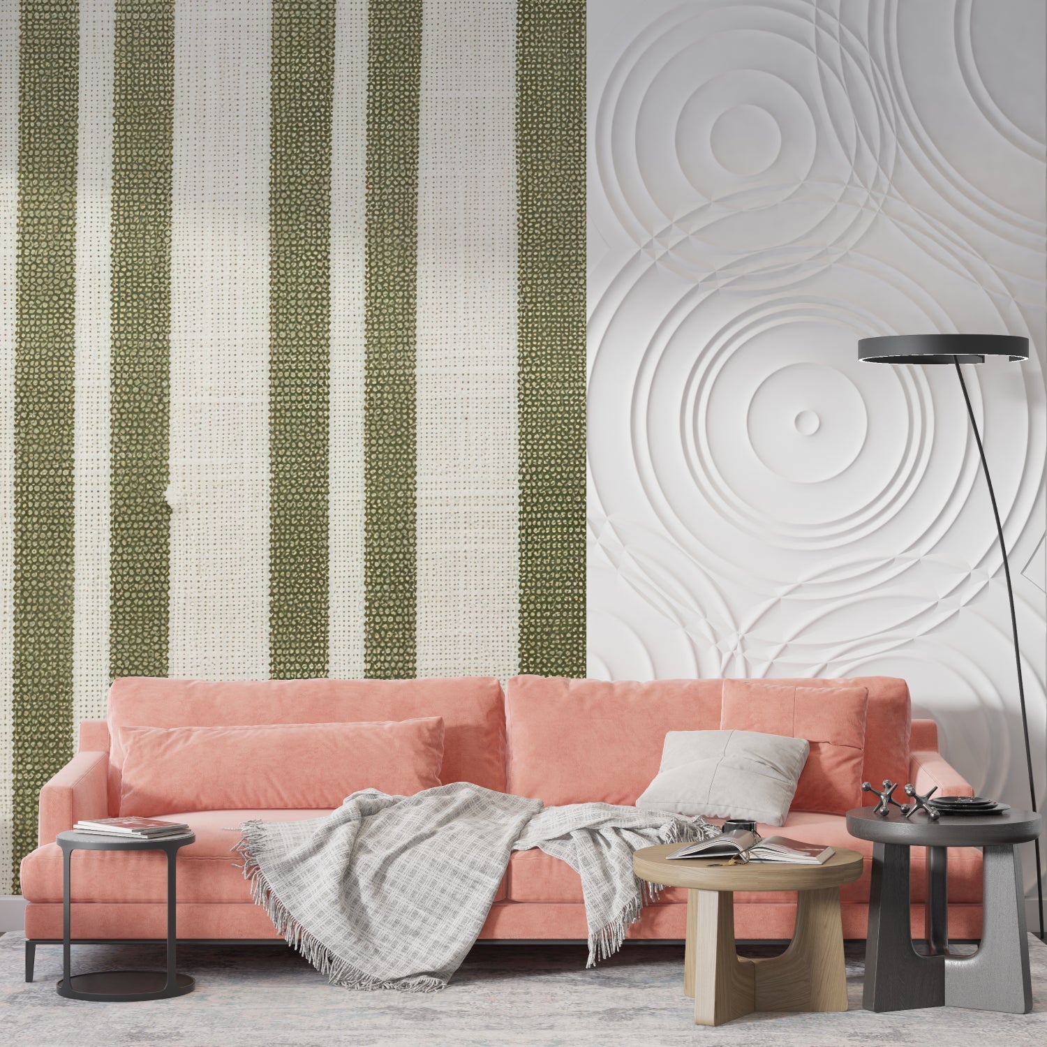 Vertical green stripes in a home office setting, adding professional elegance