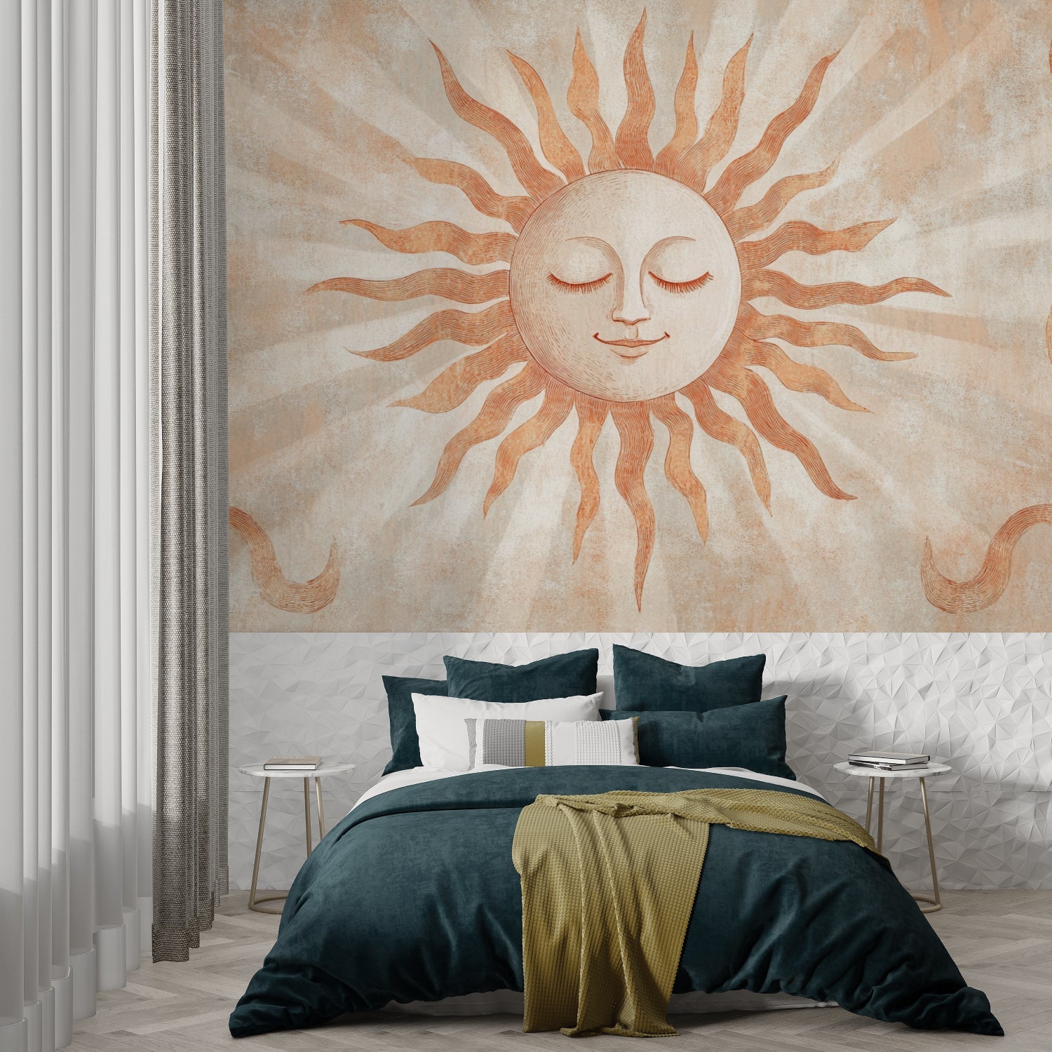 Celestial wall design adding character to a home office space