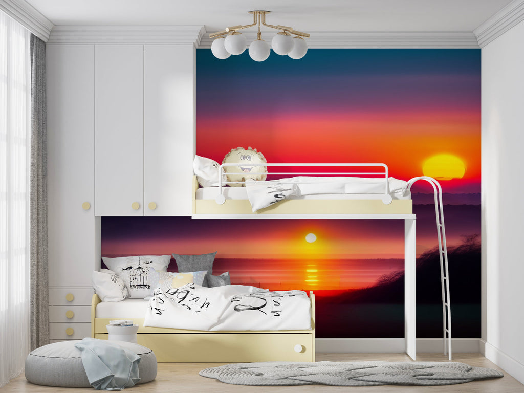 Sunset Wall Mural making a statement in a home office space