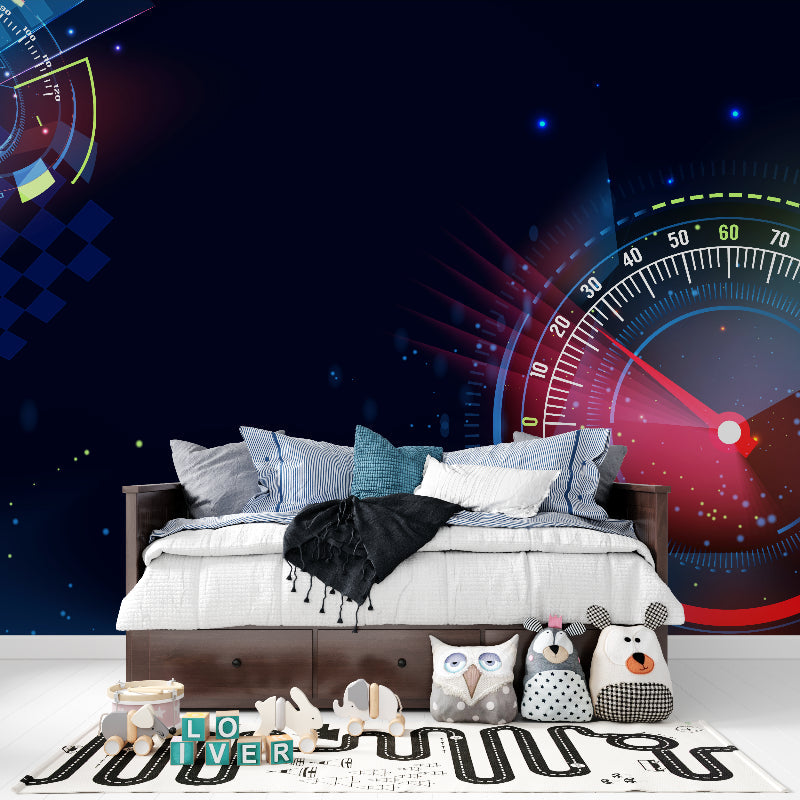 Superhero wall mural bringing excitement to kids playroom with reading nook