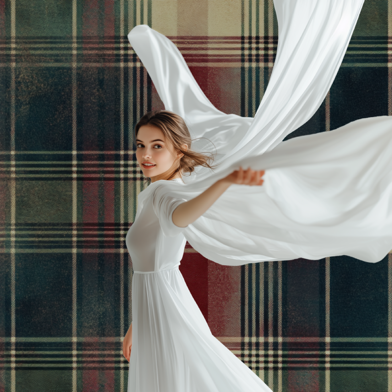 Plaid wallpaper bringing heritage charm to an entryway space
