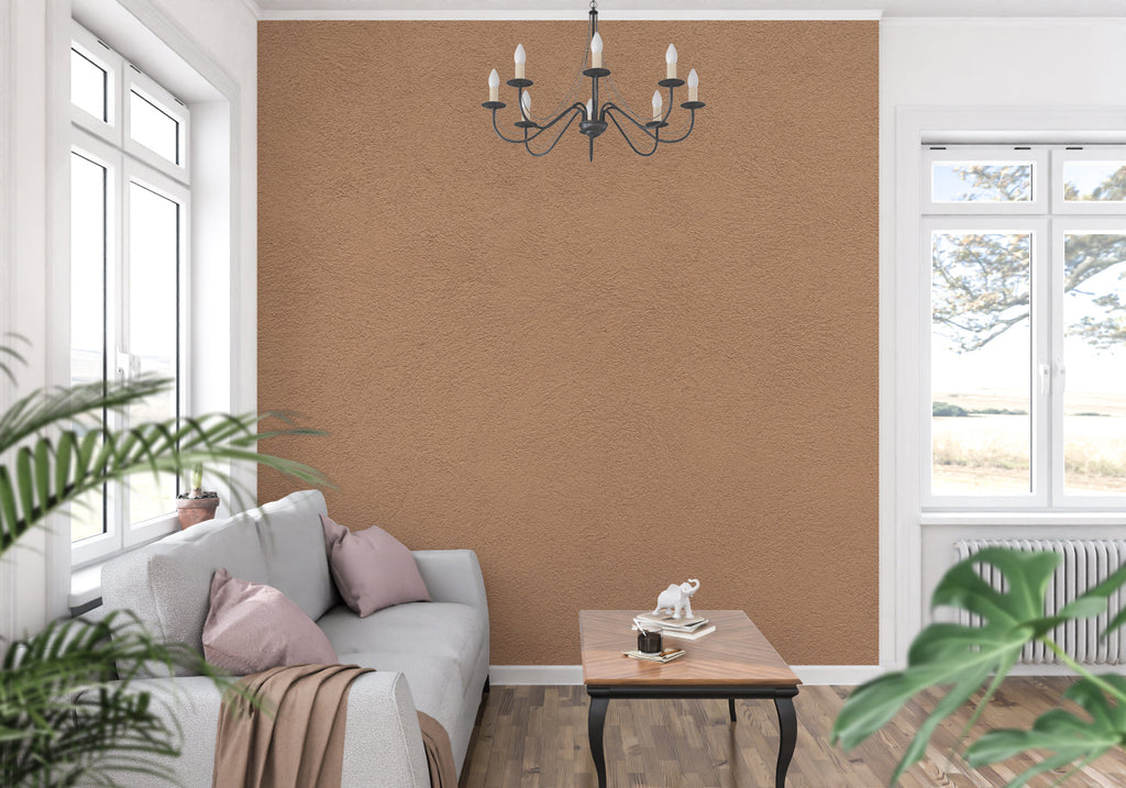 Modern terracotta wall design in a cozy bedroom setting