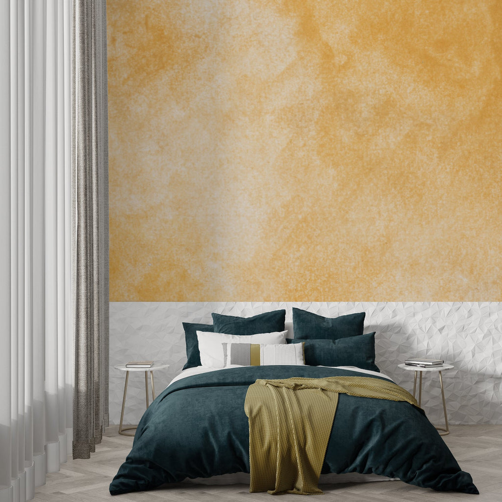 Modern terracotta wallpaper in hallway showcasing golden tones