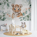 Baby Tiger Cub wallpaper in a modern nursery with white furniture and natural light