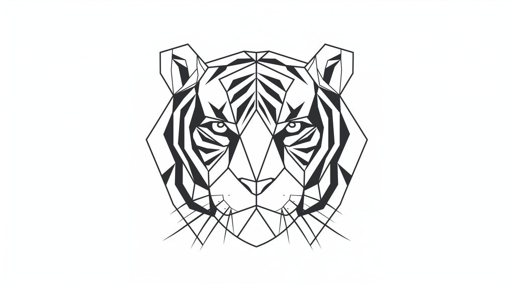 Geometric tiger pattern design file showing detailed black and white angular shapes