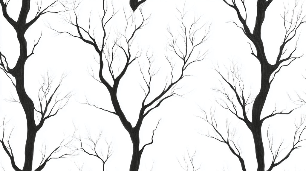 Black tree silhouette design file showing intricate branch pattern on white background