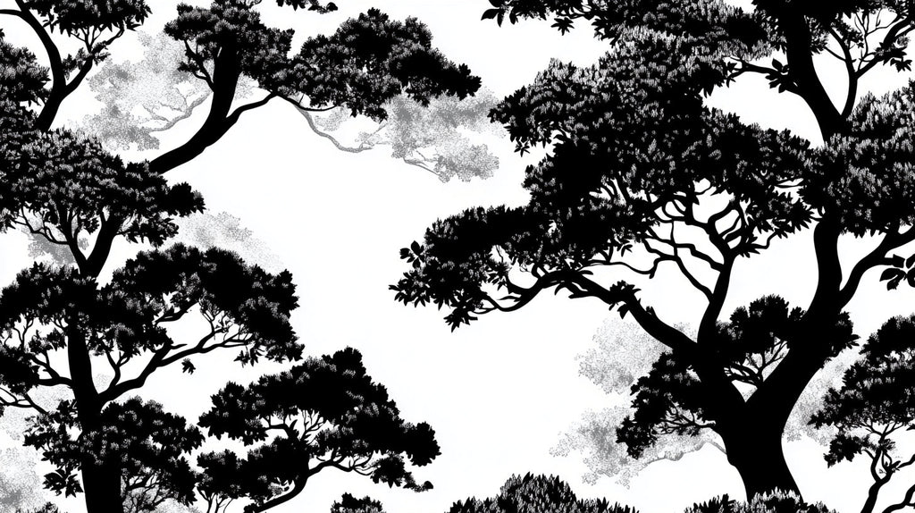 Black and white tree silhouette design file showing intricate branch pattern