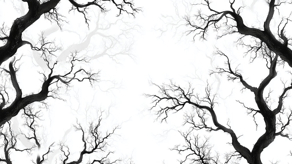 Black tree branches on white background design file showing intricate pattern detail