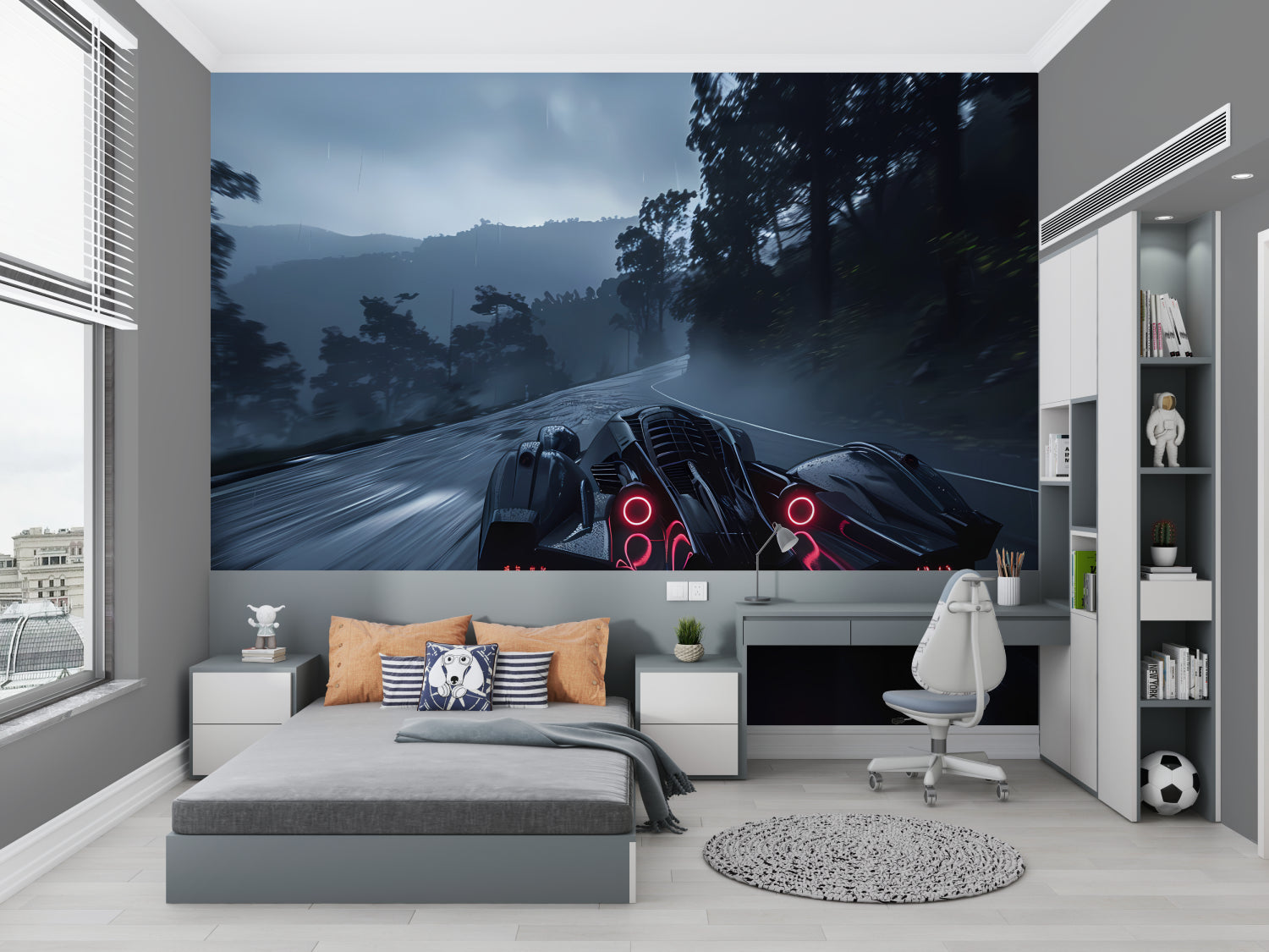 3D tropical beach window mural brightening up home office space