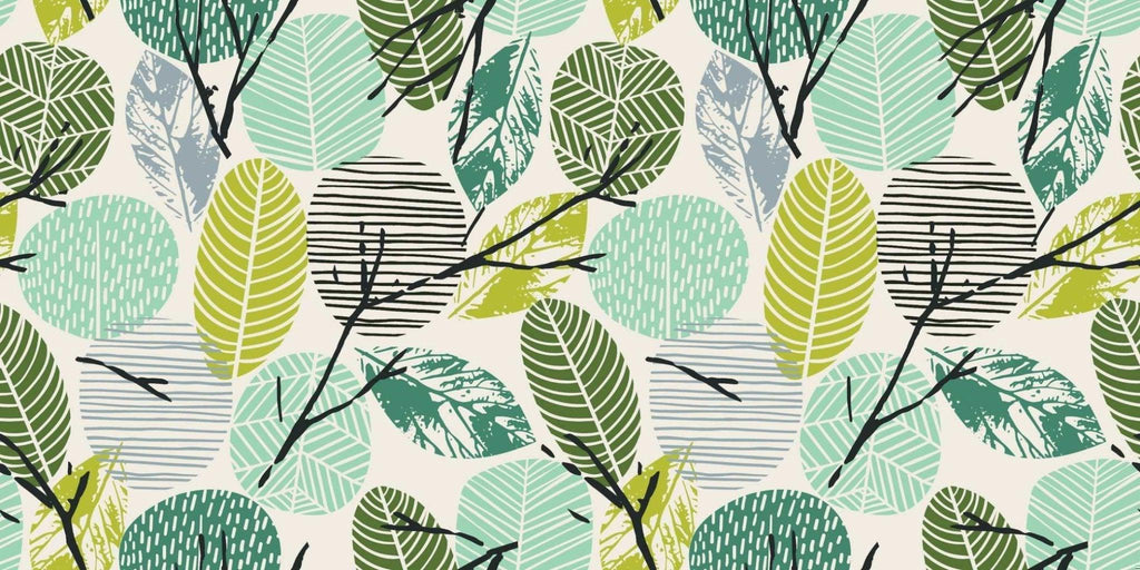 Design file of modern tropical leaf pattern with geometric elements on beige background