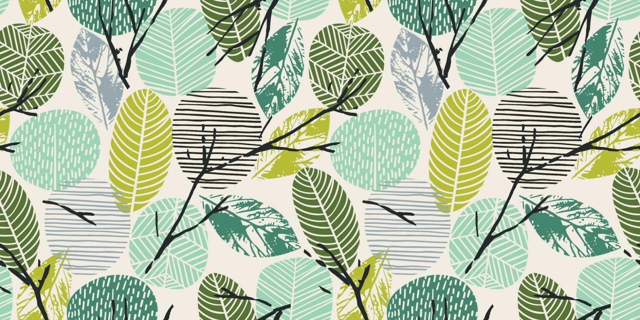 Design file of modern tropical leaf pattern with geometric elements on beige background