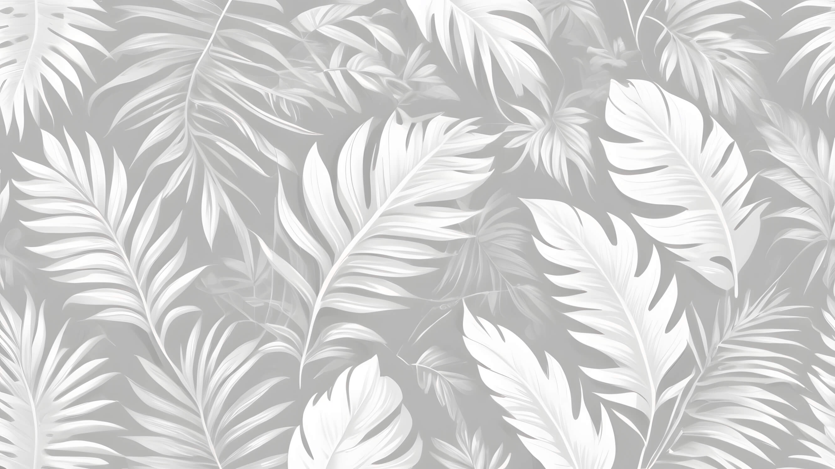 Design file of elegant tropical leaf pattern in soft grey and white tones