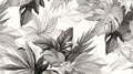 Black and white Monstera leaf wallpaper mural in a modern dining room, creating a bold botanical statement wall