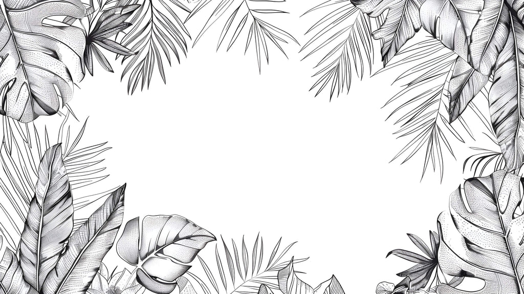 Black and white palm leaves design file showing intricate botanical pattern detail