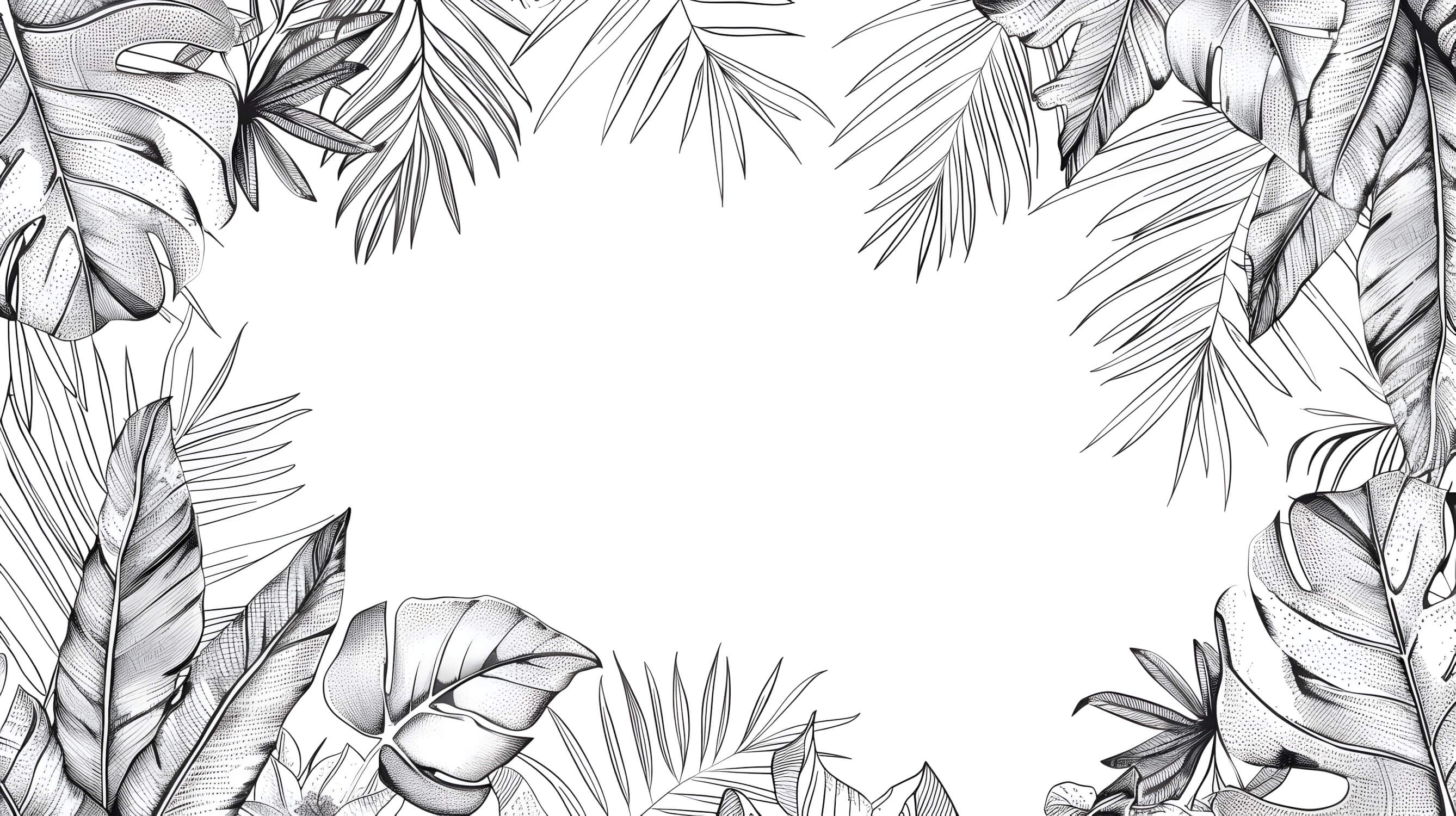 Black and white palm leaves design file showing intricate botanical pattern detail